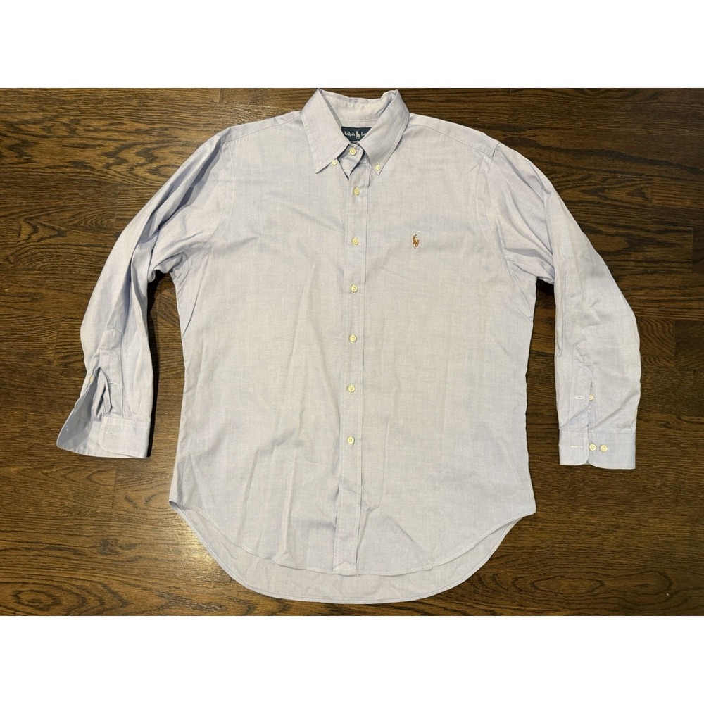 Ralph Lauren Polo Dress Shirt Mens 16 1/2 32/33 Blue Long Sleeve Cotton Pony